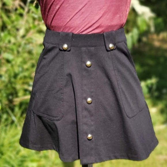 Button front skirt sz Sm, black - Picture 12 of 14